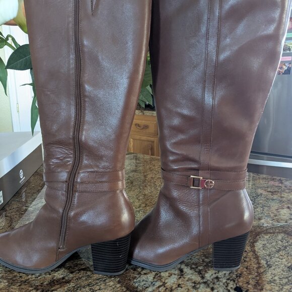 Giani Bernini Rozario Cognac Leather Tall Knee-High Boots - Size 11W, Wide C - Picture 2 of 7